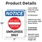 Signmission Employees Only OSHA Notice Sign, Plastic, 7in W x 10in L, 2PK OS-2PACK-NS-P-710-V-12005 - alternate 3